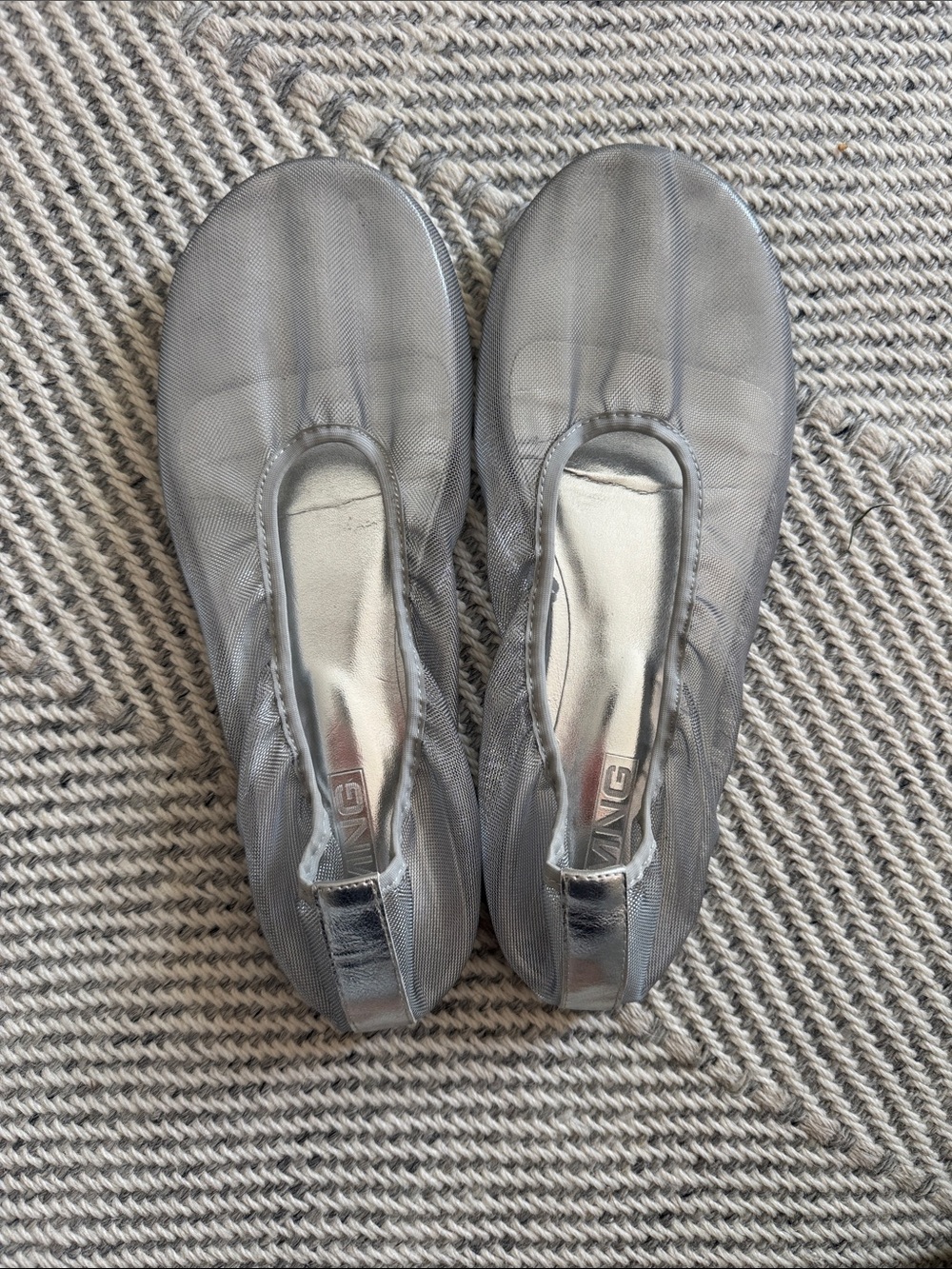 Mango Mesh Silver Ballet Flats size 38